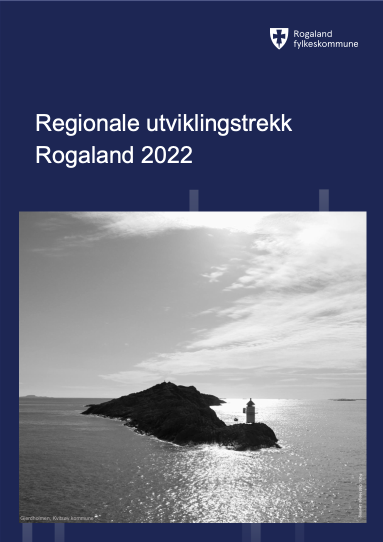Forsidebildet til rapporten Regionale utviklingstrekk Rogaland 2022 - Klikk for stort bilde