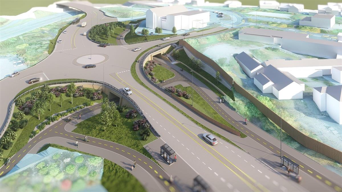 Illustrasjon over rundkjøring i Oalsgata - Klikk for stort bilde