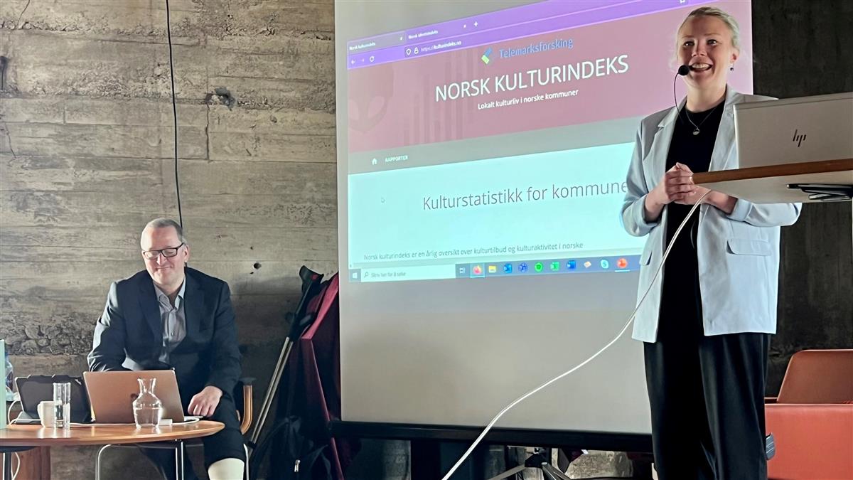 Kristine Persdatter Miland fra Telemarksforskning presenterer Norsk kulturindeks - Klikk for stort bilde